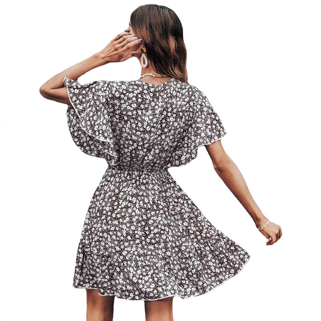 Ladies Twirl Dress with Flowing Floral Sleeves Lune London