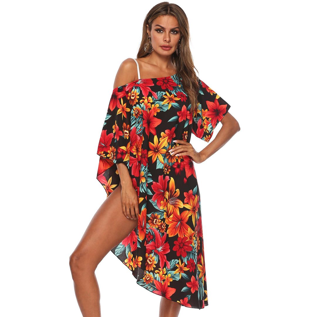 Chic Floral Print Kaftan Dress Women Style