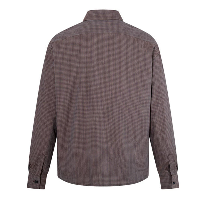 Men's long sleeve shirt in fine Glencheck with chest pocket and straight cut Amarae