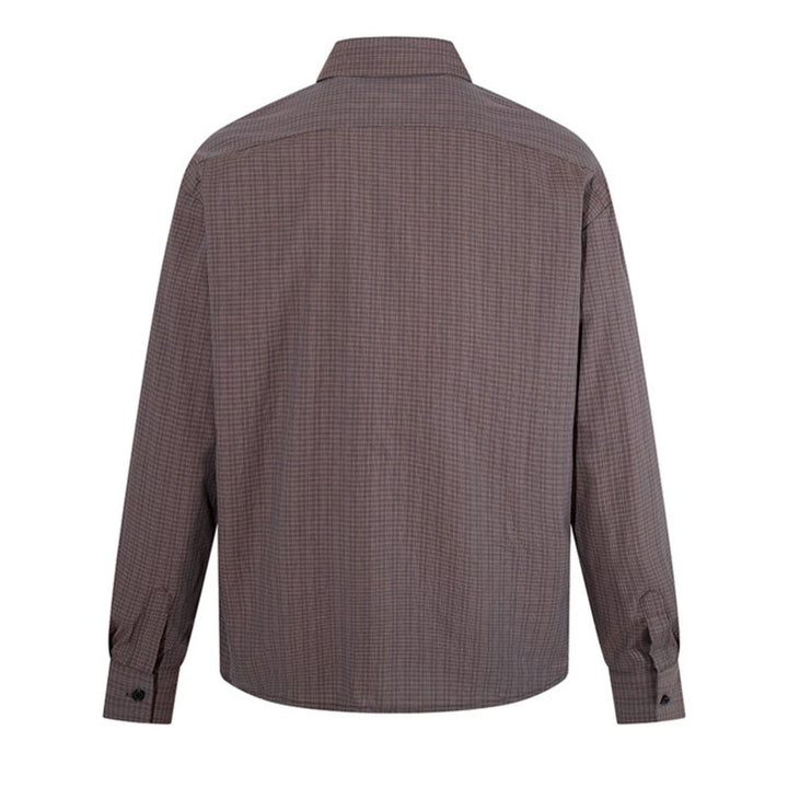 Men's long sleeve shirt in fine Glencheck with chest pocket and straight cut Amarae