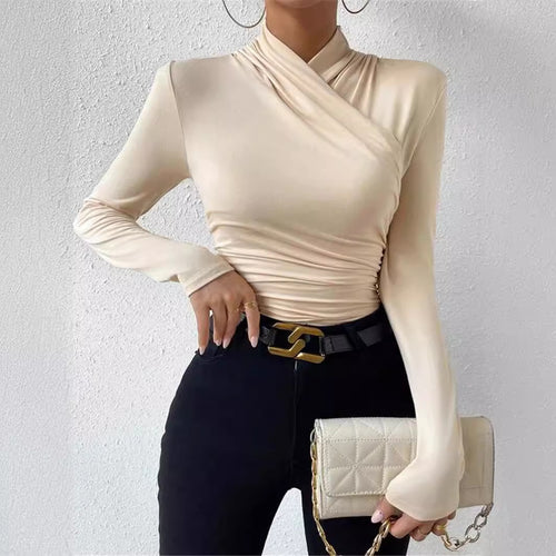 Long sleeve blouse for women with a refined wrap design Amarae