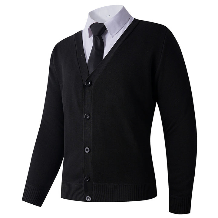 Men's knit jacket with V neck and button closure Lune London