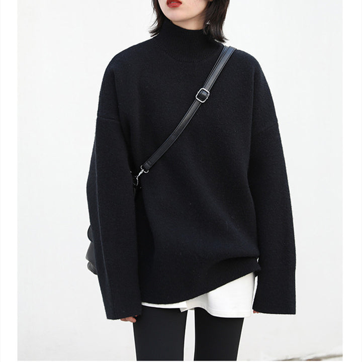 Pull ample en tricot épais à col roulé pour femmes avec une coupe décontractée et un design casual Chic & Stil