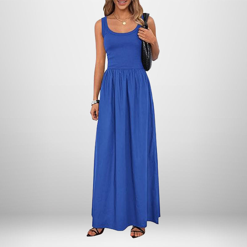Robe maxi pour femmes en tissu coton doux et taille élastique coupe Chic & Stil