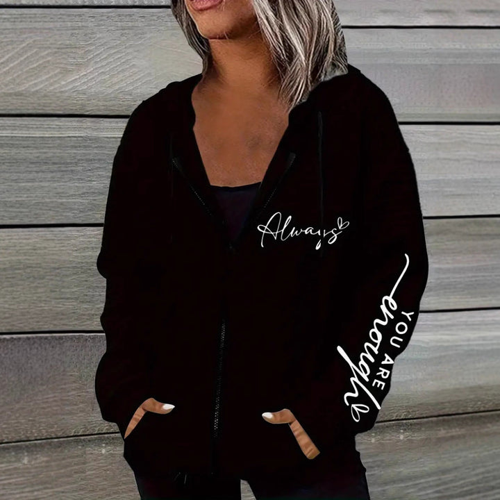 Veste à capuche décontractée pour femmes avec impression motivante Chic & Stil