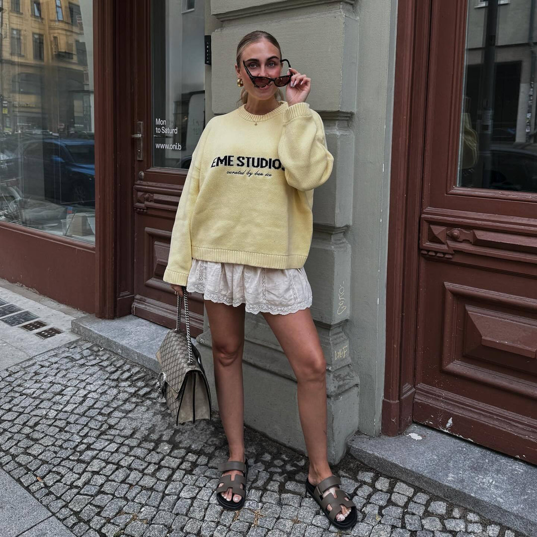 Ladies Oversized Sweater with Creative Inscription Lune London