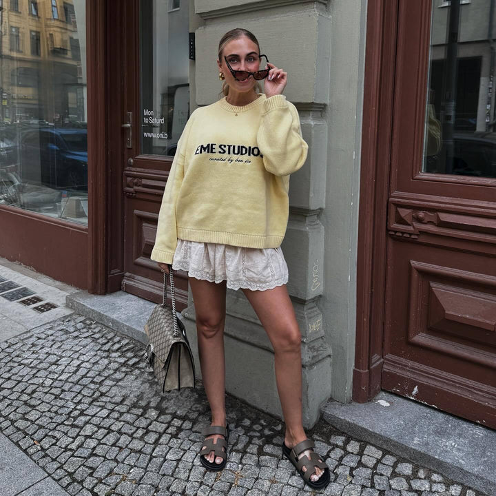Ladies Oversized Sweater with Creative Inscription Lune London