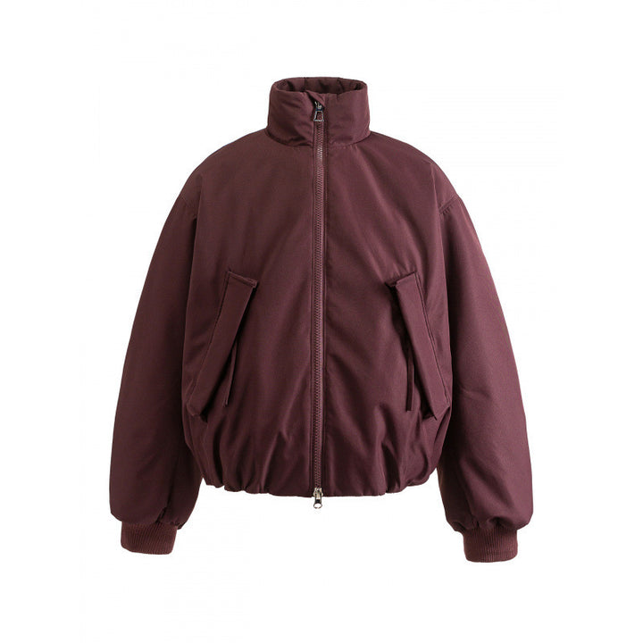 Unisex Boxy quilted bomber jacket with high stand-up collar and flap pockets Amarae