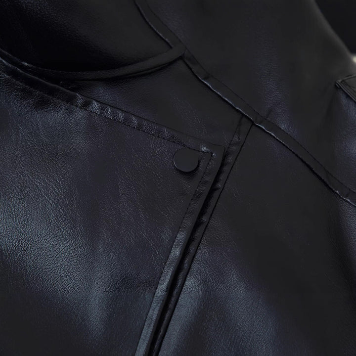 Trendy faux leather jacket for women with structured collar Lune London