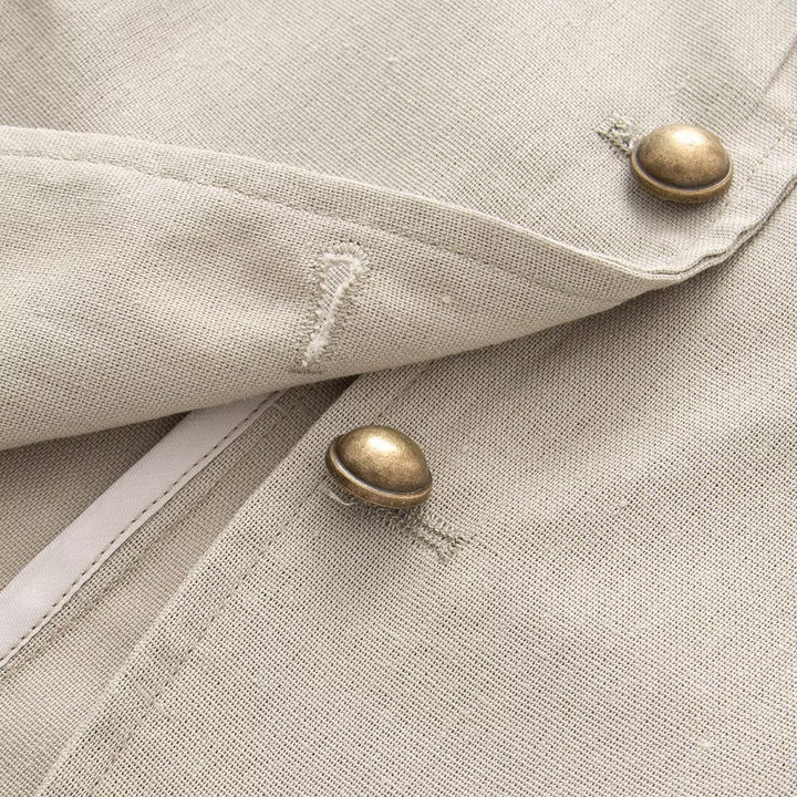 Women Tailored Stand Collar Blazer with Decorative Metal Buttons Amarae