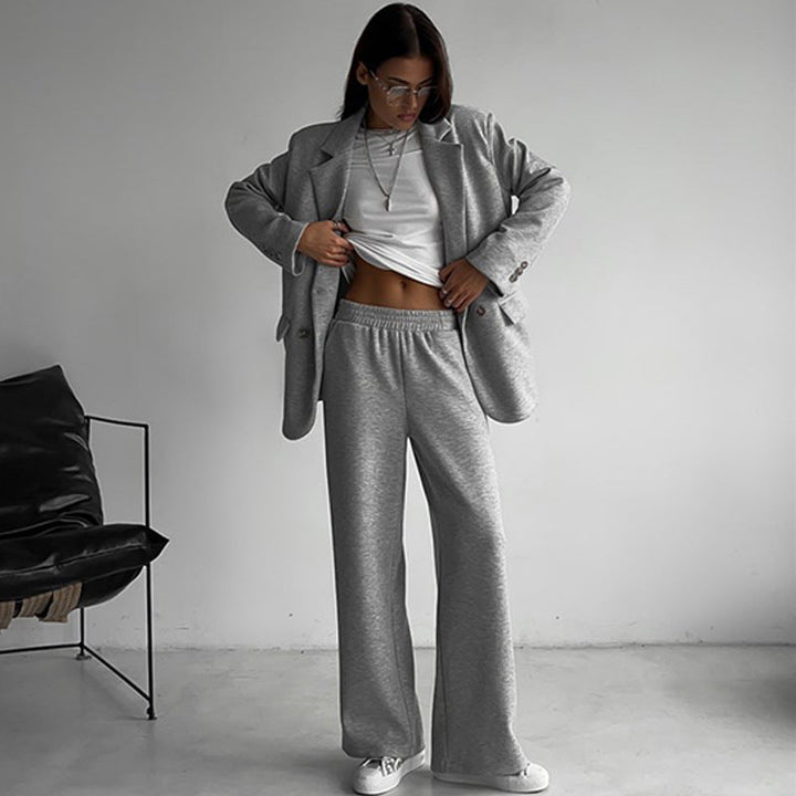 Women's Elegant Casual Two-Piece Set with Oversized Blazer and Wide-Cut Trousers Lune London