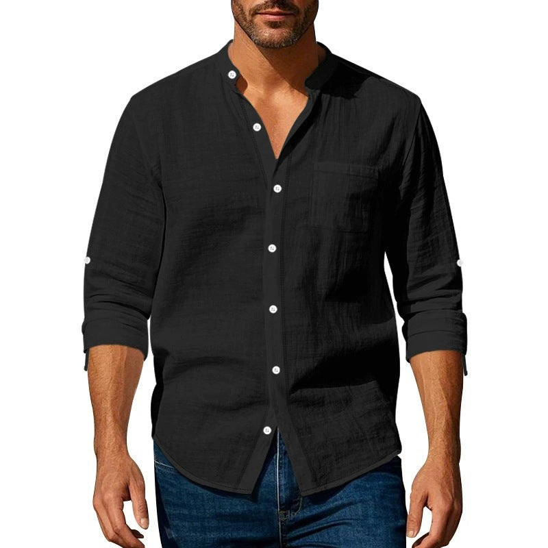 Shirt for men with stand-up collar and chest pocket Lune London