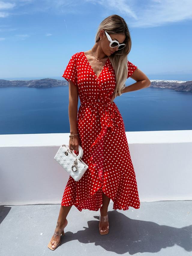 Lune London Women's Fluid Polka Dot Maxi Wrap Dress