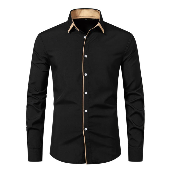 Men's long sleeve shirt with modern contrast collar and comfortable fit Lune London