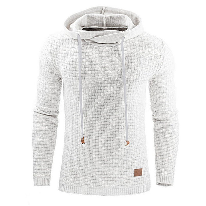 Knitted sweater for men with textured surface and integrated hood Amarae