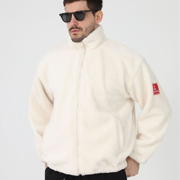 Men's Fleece Jacket with Stand-Up Collar and Practical Pockets Chic Und Stil