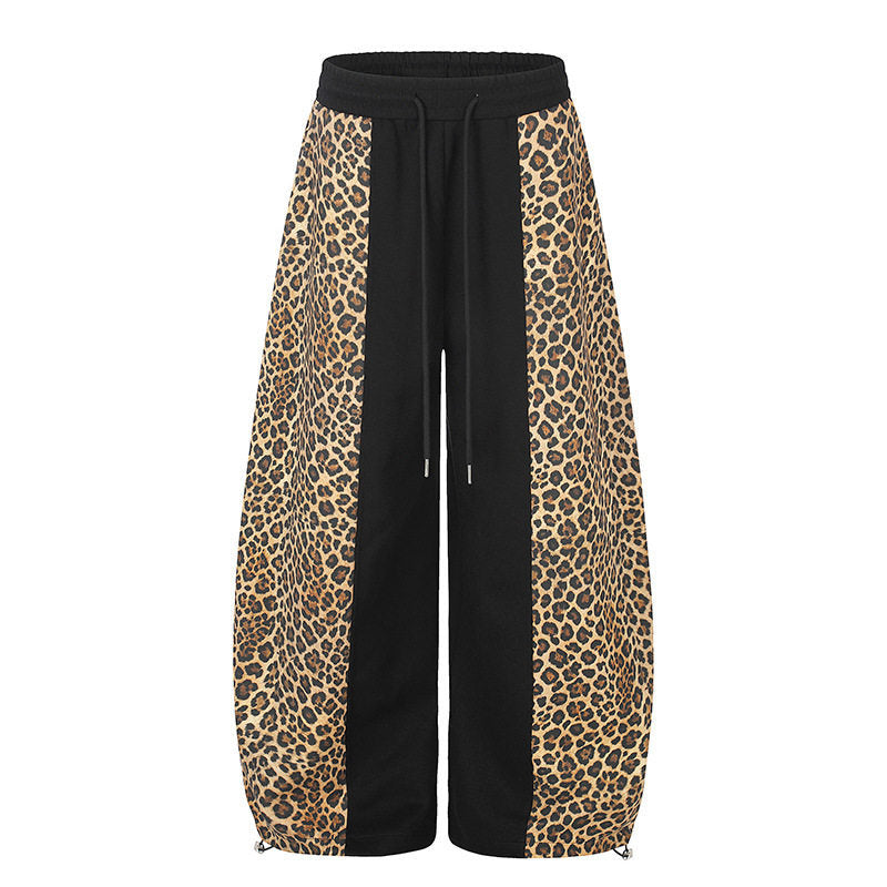 Women's Extra Wide Palazzo Jogpants with Leo Panels, Drawstring Waistband, and Adjustable Hem Amarae