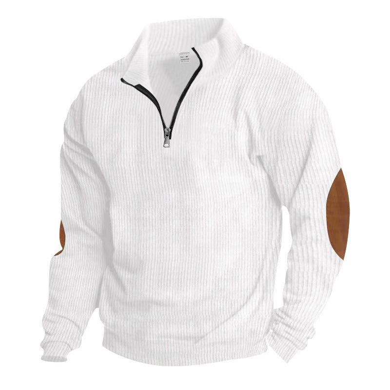 Pull-over zippé pour hommes avec applications en cuir Lune London