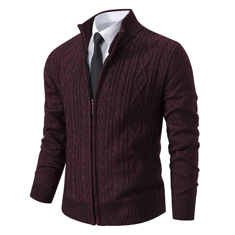 Knit jacket for men with high collar and textured pattern Lune London