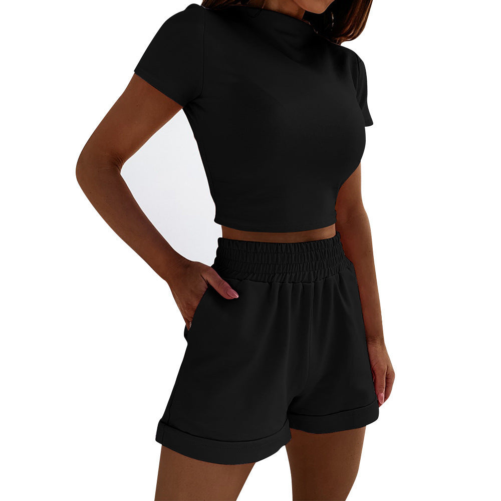 Lune London women's athletic crop top and short set