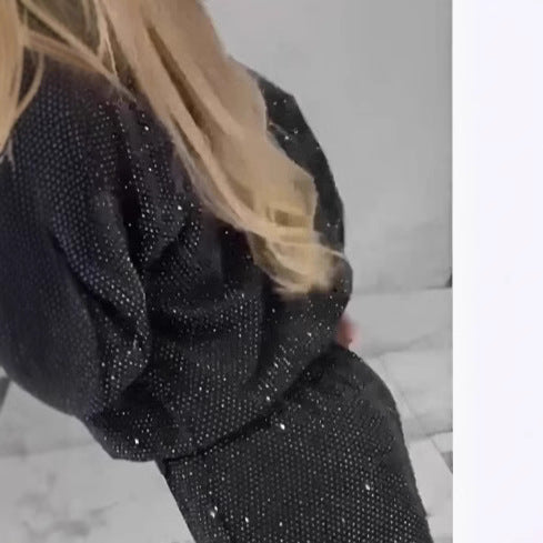Ensemble de sport brillant pour femmes avec coupe décontractée et taille élastique Chic & Stil