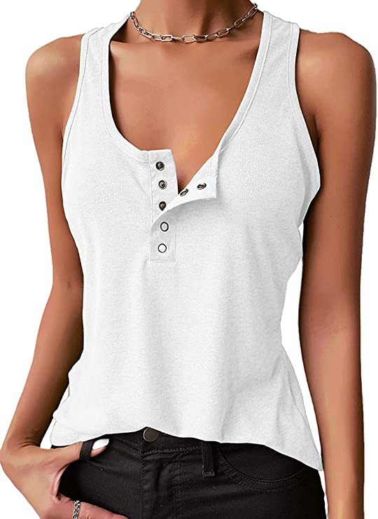 Sporty women's tank top with button placket Lune London