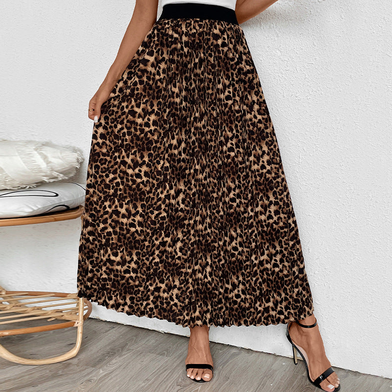 Lune London Printed Animal Design Pleated Maxi Skirt for Women