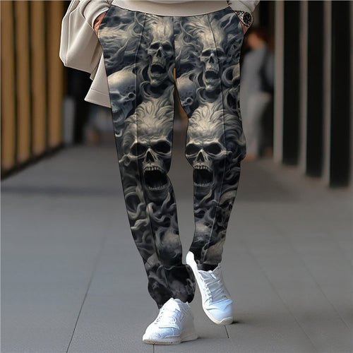 Men's cargo pants with unique skull pattern and elastic waist Amarae