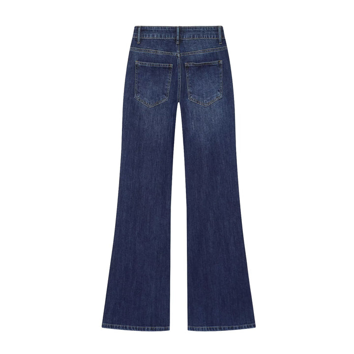 Ladies Highwaist Jeans with wide leg, flap pockets and center seam Amarae