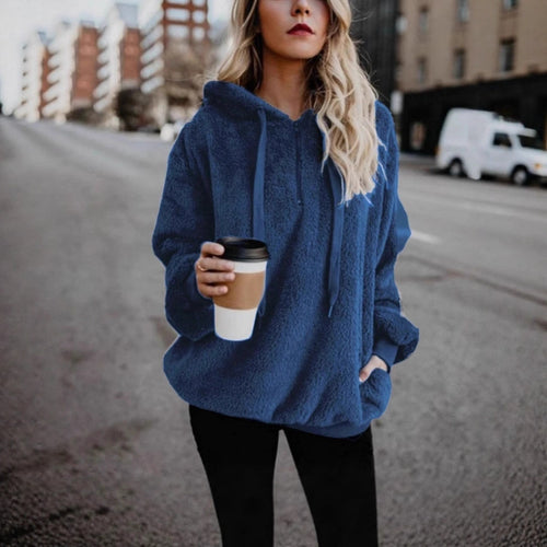 Ladies Oversized Fleece Hoodie with Comfortable Pockets and Drawstring Amarae