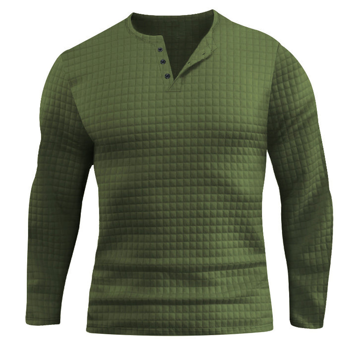 Men's Long Sleeve Shirt with Textured Check Pattern Amarae