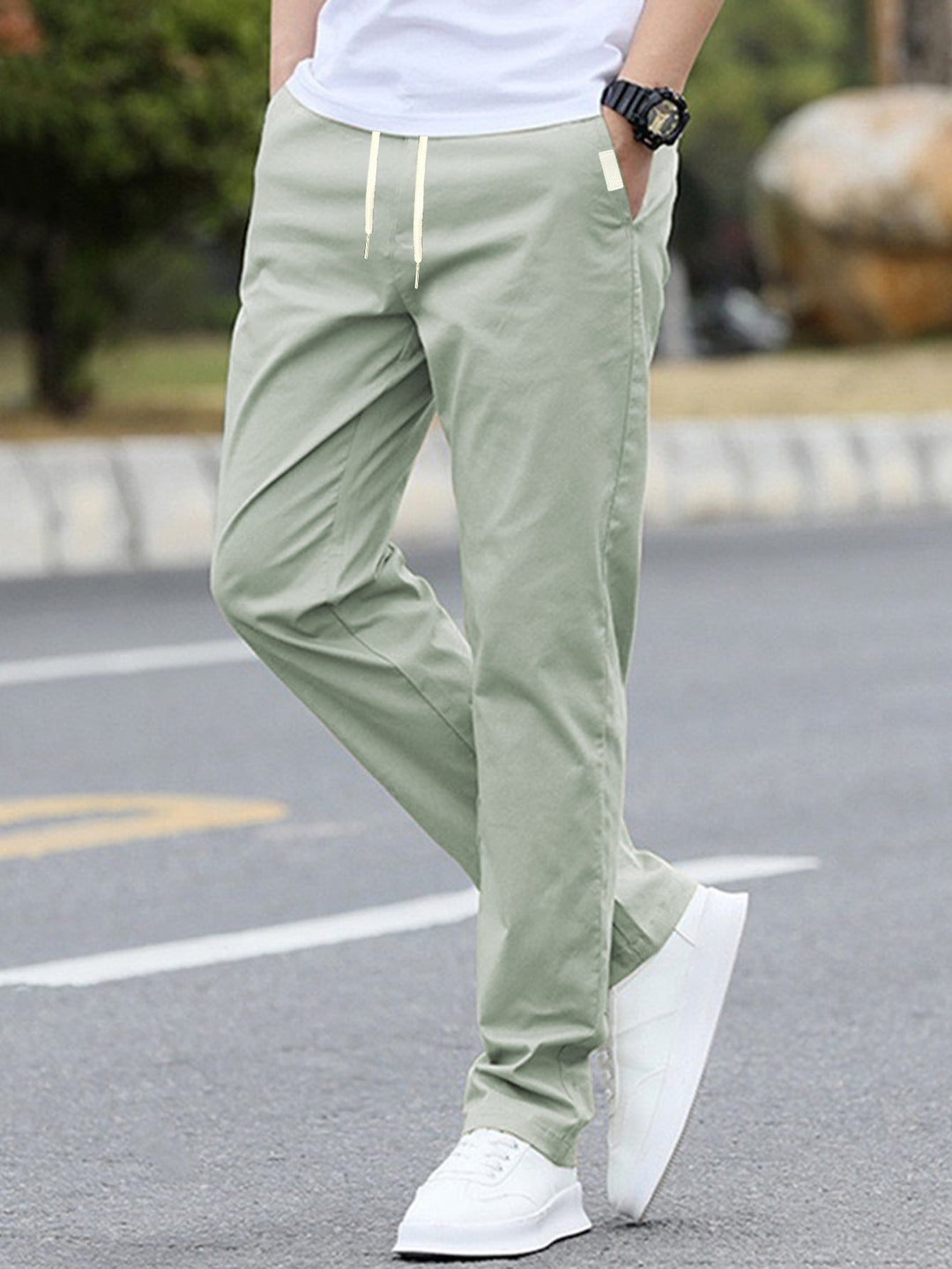 Men's sporty leisure pants with elastic waistband and modern side pockets Amarae