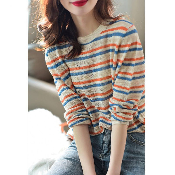 Pull en tricot décontracté pour femme avec motif rayé Chic & Stil