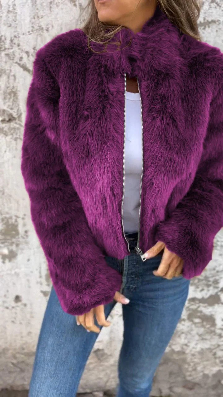 Lune London Faux Fur Bomber Jacket for Women