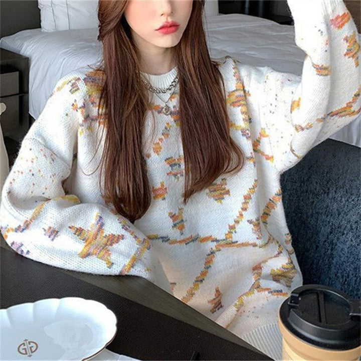 Pull en tricot épais à motifs pour femme avec coupe décontractée Chic & Stil