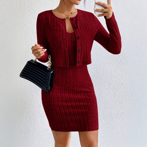 Robe en maille pour femmes avec bolero assorti Chic & Stil