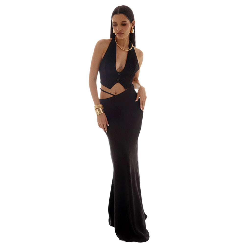 Ladies Elegant Maxi Dress with off-shoulder design and silky finish Lune London