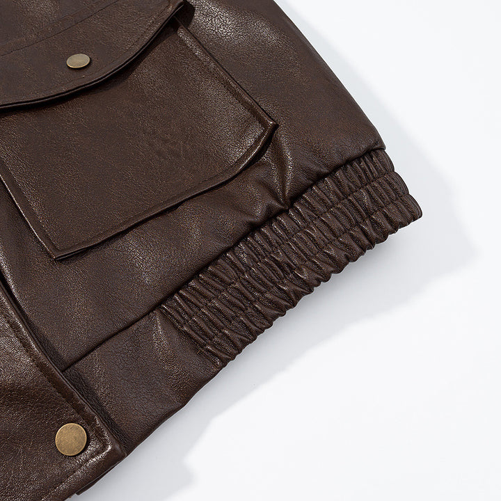 Faux leather jacket for women with large patch pockets Lune London