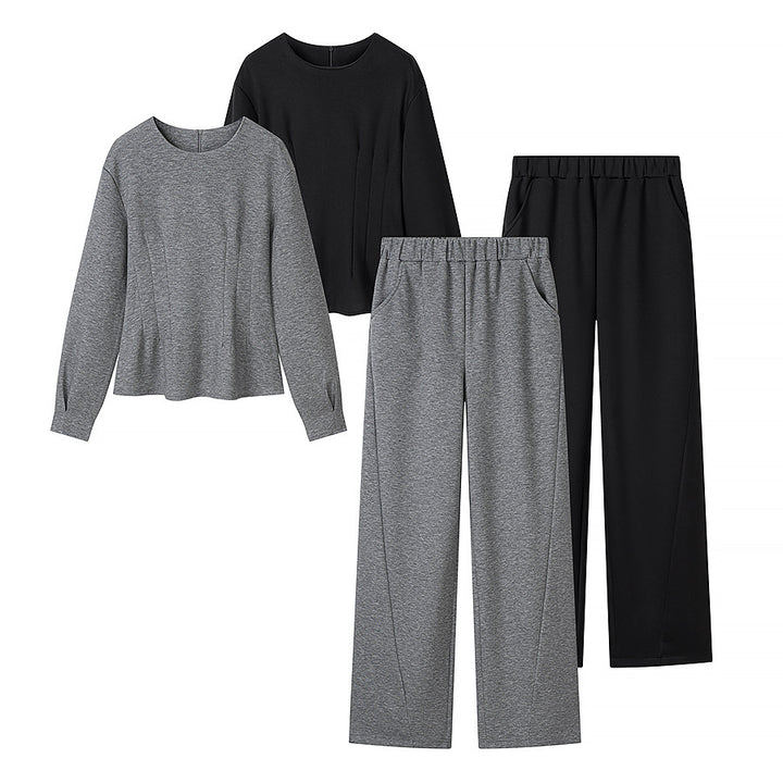 Women's Two-Piece Lounge Set with Tailored Peplum Top and Wide Pants Amarae