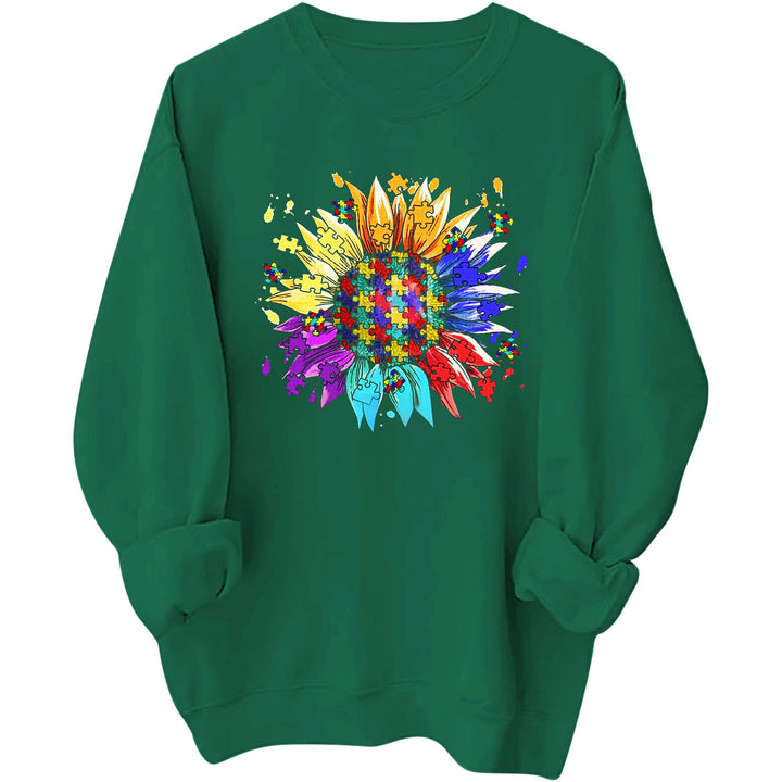 Sweatshirt pour femmes avec un design créatif de fleur de puzzle et une coupe confortable Chic & Stil