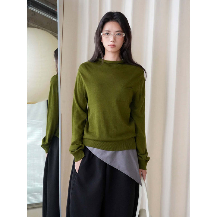 Women Lightweight Fine Knit Hoodie with Subtle Chest Pocket Amarae