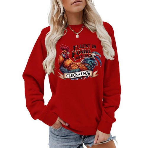 Sweat-shirt pour femmes avec motif de poulet humoristique et coupe confortable Chic & Stil