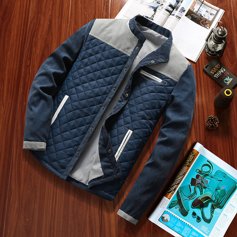 Quilted leisure jacket for men with brown suede accents Lune London