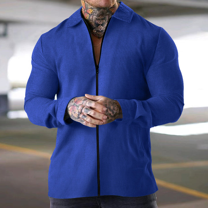 Long sleeve shirt for men with zipper and structured material Lune London