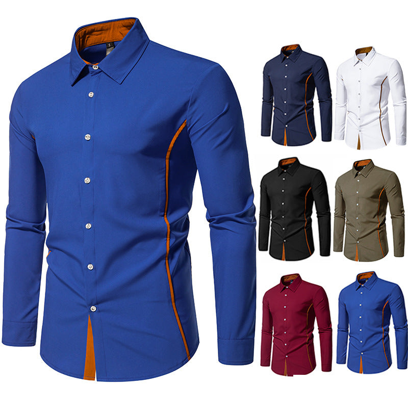 Men's Long-Sleeve Shirt with Contrast Stitching and Modern Cut Lune London