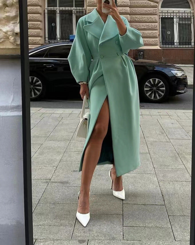 Elegant trench coat for women with shiny finish and stylish belt Lune London