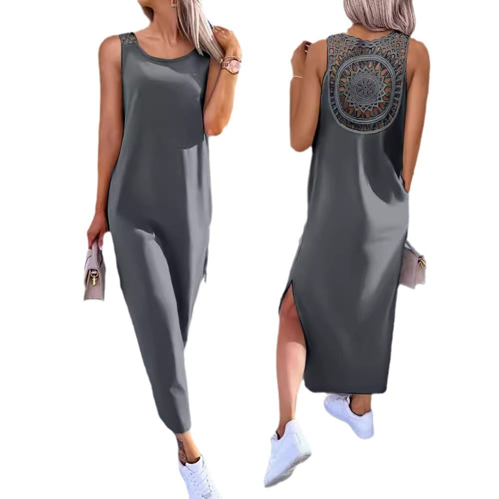 Lune London Boho Back Crochet Maxi Dress for Women