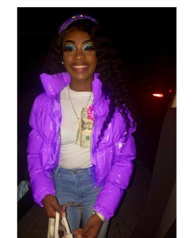 Ladies' fashion short quilted jacket with shiny finish Amarae