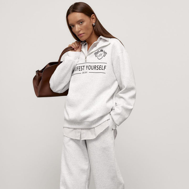 Fashionable women's sweatshirt with high collar and creative print Amarae