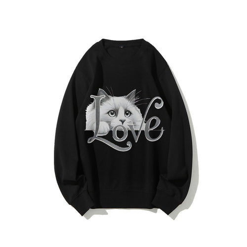 Sweat-shirt pour femmes avec un design de chat ludique et une coupe décontractée Chic & Stil